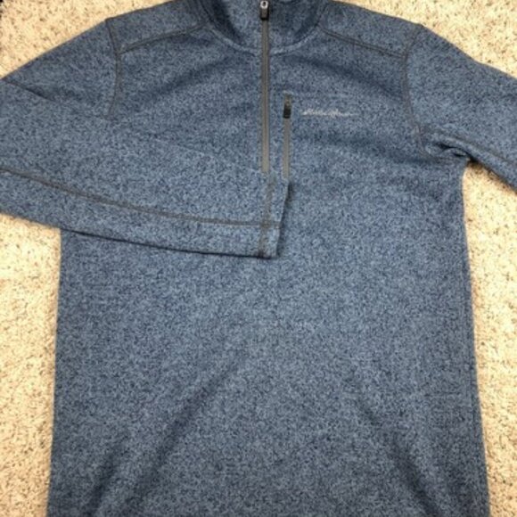 Eddie Bauer Mens Medium Long Sleeve Embroidered Logo Pullover 1/4 Zip Blue - Picture 6 of 10